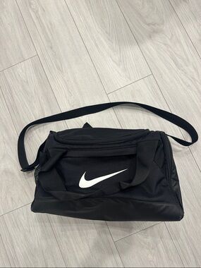 Nike Black Duffel Bag with White Swoosh - Men's Gym Carry